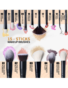 Juego de Pinceles de Maquillaje ZAMEL 15 Piezas Kabuki 2