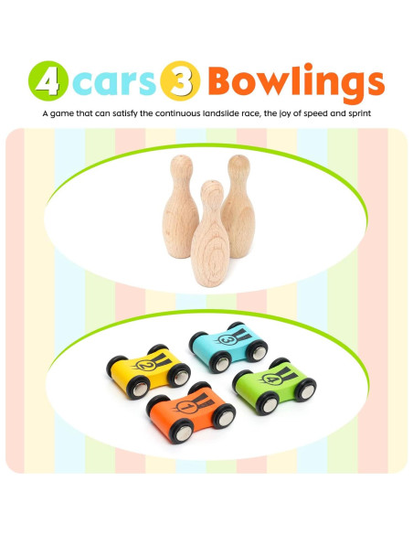 Juguete de Rampa de Coche de Madera Ark Miido con 4 Coches Juguete de Rampa de Coche de Madera Ark Miido con 4 Coches