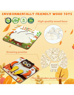 Rompecabezas de Madera Otoñal Gisgfim - 8 Piezas para Niños 2