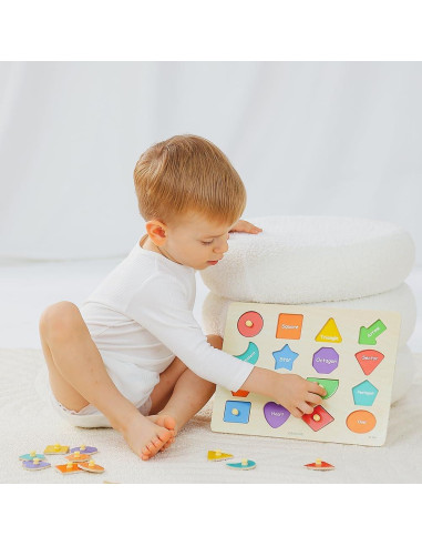 Rompecabezas de Formas de Madera Grinnnie para Niños 1-3 Años