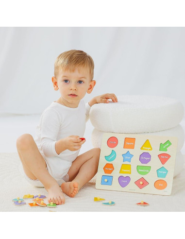 Rompecabezas de Formas de Madera Grinnnie para Niños 1-3 Años