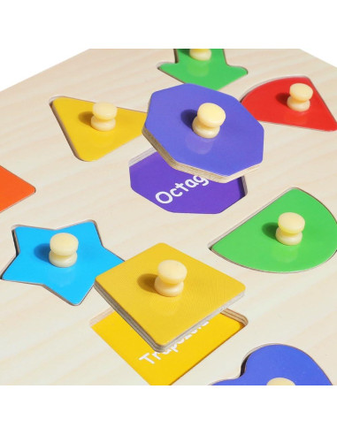 Rompecabezas de Formas de Madera Grinnnie para Niños 1-3 Años