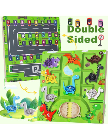 Rompecabezas de Madera Montessori 2 en 1 Laberinto Magnético