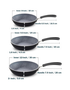 Juego de 3 Sartenes Antiadherentes Cook N Home 20-30 cm 2