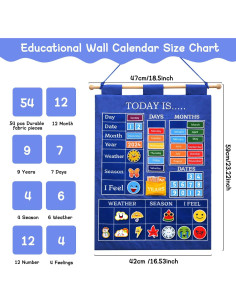 Calendario Educativo de Pared Fuwane 2025 para Niños 58.4x42cm 2