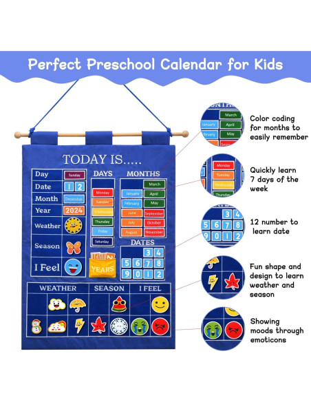 Calendario Educativo de Pared Fuwane 2025 para Niños 58.4x42cm