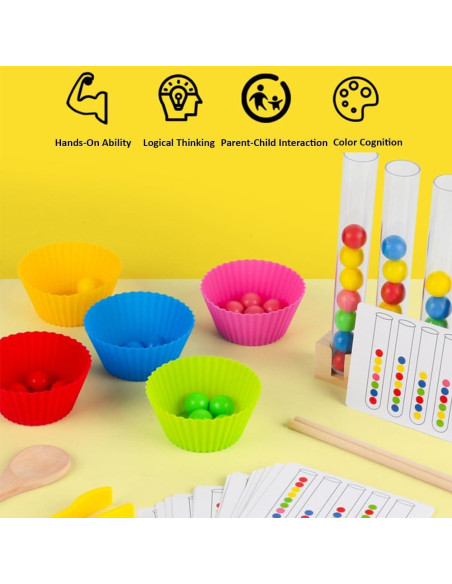 Juguete Montessori de Clasificación de Colores para Niños 1-5 Años