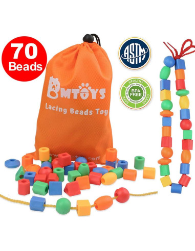Cuentas de Enhebrar para Niños BMTOYS - 70 Piezas Coloridas