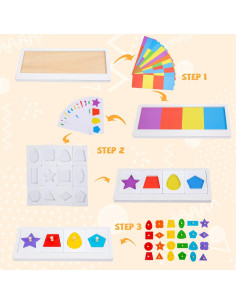 Rompecabezas de Madera Adena Montessori 24 Piezas Bebés 6-12 Meses 2