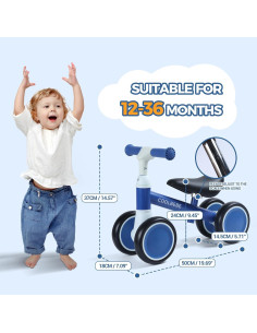Bicicleta de Equilibrio COOLBEBE para Bebés 12-36 Meses Azul 2