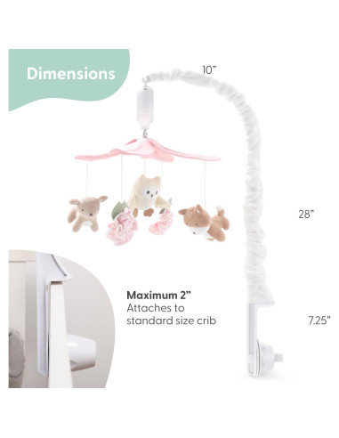 Móvil musical para cuna The Peanutshell rosa y blanco 12 nanas