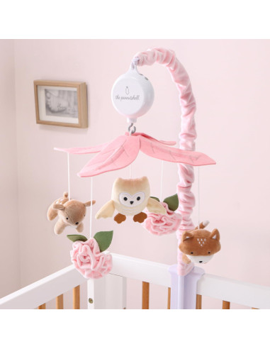 Móvil musical para cuna The Peanutshell rosa y blanco 12 nanas