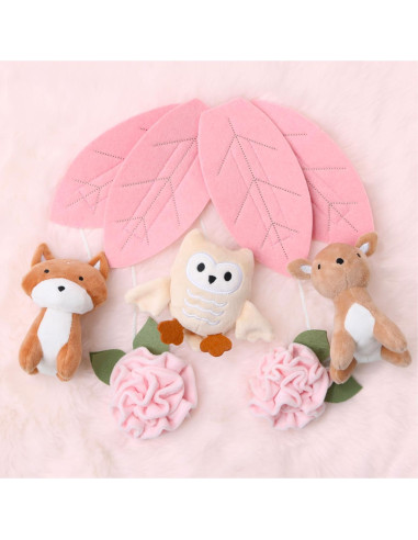 Móvil musical para cuna The Peanutshell rosa y blanco 12 nanas