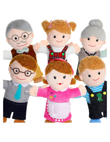 Conjunto de Títeres de Mano Civaner 30 cm Familia 6 Piezas