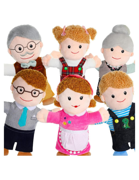 Conjunto de Títeres de Mano Civaner 30 cm Familia 6 Piezas