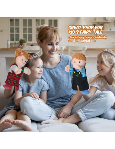 Conjunto de Títeres de Mano Civaner 30 cm Familia 6 Piezas