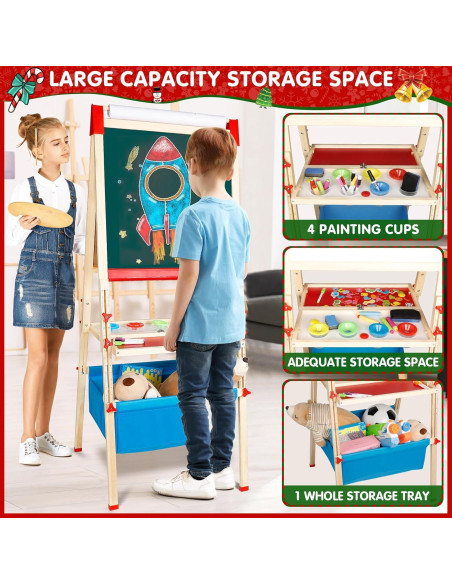 Caballete de Madera Ajustable WOSTOO 3 en 1 con Accesorios