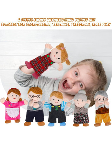 Conjunto de Títeres de Mano Civaner 30 cm Familia 6 Piezas