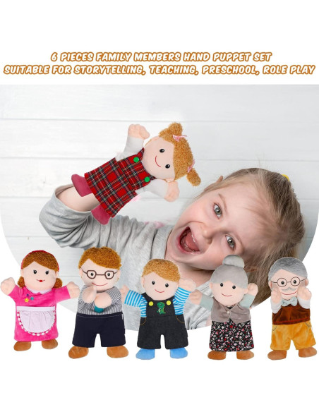 Conjunto de Títeres de Mano Civaner 30 cm Familia 6 Piezas