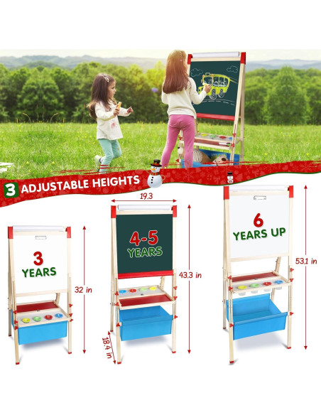 Caballete de Madera Ajustable WOSTOO 3 en 1 con Accesorios