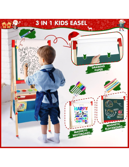 Caballete de Madera Ajustable WOSTOO 3 en 1 con Accesorios