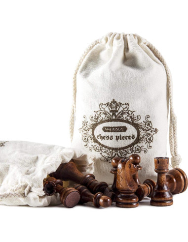 Piezas de Ajedrez de Madera AMEROUS 32 Piezas Staunton 8.89 cm