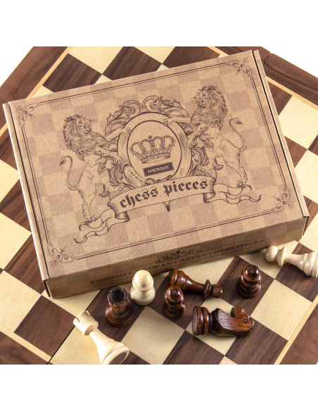 Piezas de Ajedrez de Madera AMEROUS 32 Piezas Staunton 8.89 cm