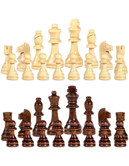Piezas de Ajedrez de Madera AMEROUS 32 Piezas Staunton 8.89 cm