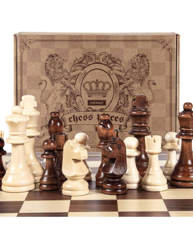 Piezas de Ajedrez de Madera AMEROUS 32 Piezas Staunton 8.89 cm