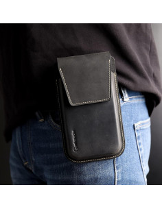 Funda de cuero Gentlestache XL para teléfono negro 2