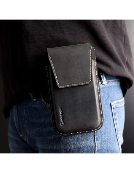 Funda de cuero Gentlestache XL para teléfono negro