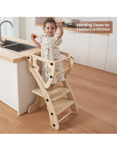 Torre de Madera Yacul para Niños Ajustable 2-en-1