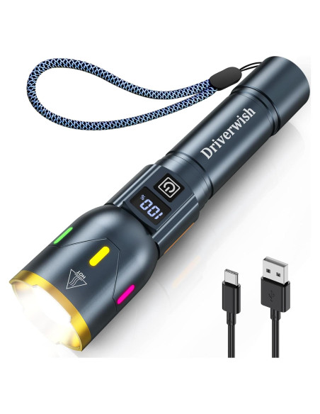 Linterna LED Driverwish W3 Recargable 1000 Lúmenes 3 Modos Linterna LED Driverwish W3 Recargable 1000 Lúmenes 3 Modos