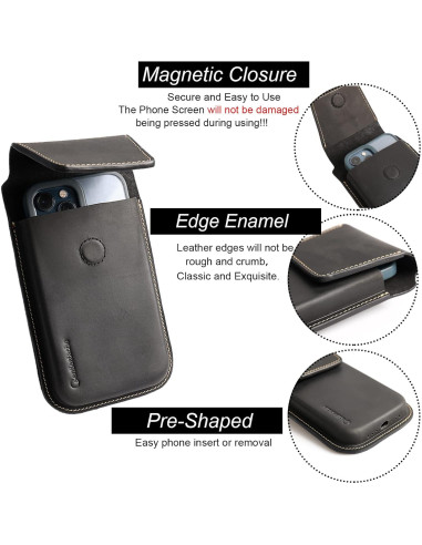 Funda de cuero Gentlestache XL para teléfono negro