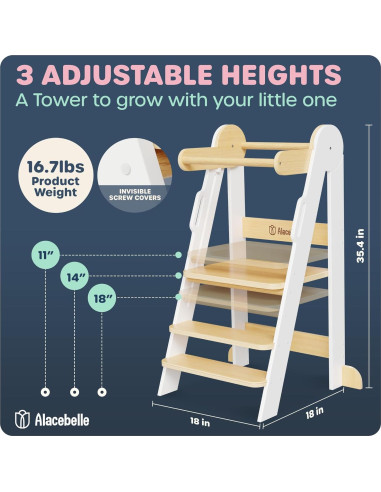 Torre Montessori para Niños Alacebelle - Plegable y Ajustable