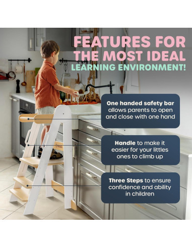 Torre Montessori para Niños Alacebelle - Plegable y Ajustable