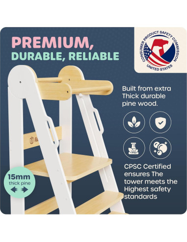 Torre Montessori para Niños Alacebelle - Plegable y Ajustable