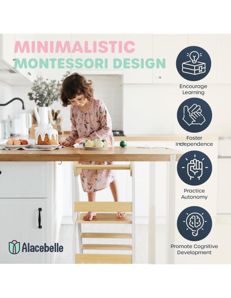 Torre Montessori para Niños Alacebelle - Plegable y Ajustable