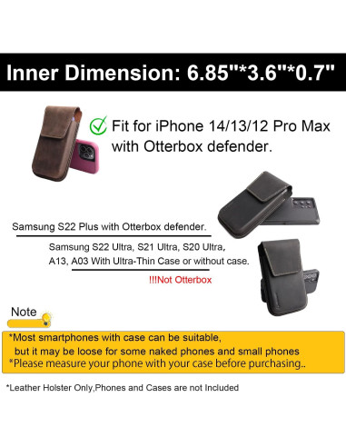 Funda de cuero Gentlestache XL para teléfono negro