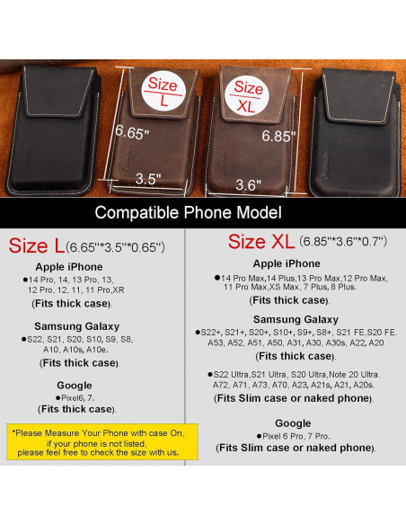 Funda de cuero Gentlestache XL para teléfono negro