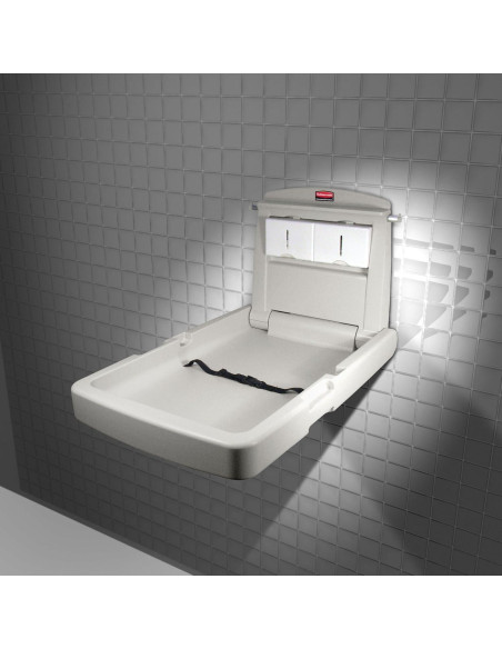 Estación de Cambio de Bebés Vertical Rubbermaid FG781988LPLAT - Plegable con Seguridad