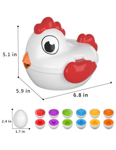 Juguete de Clasificación TEMI con 6 Huevos de Colores - 3 a 6 Años 2