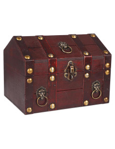 Cofre del Tesoro Grande SICOHOME de Madera Vintage 23.9x17.5x17.8cm