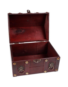 Cofre del Tesoro Grande SICOHOME de Madera Vintage 23.9x17.5x17.8cm 2