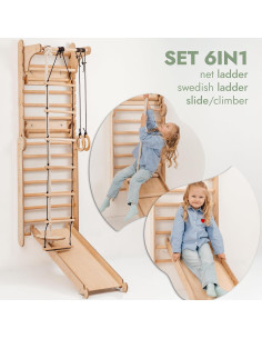 Parque Infantil Interior 6 en 1 Goodevas - Madera, 104x60x208cm 2