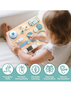 Tablero Ocupado Montessori Verde - Juguete Sensorial de Madera 2
