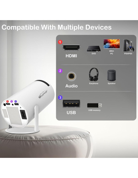 Proyector Mini WOOPKER HY300Pro 4K 1080P WiFi Bluetooth