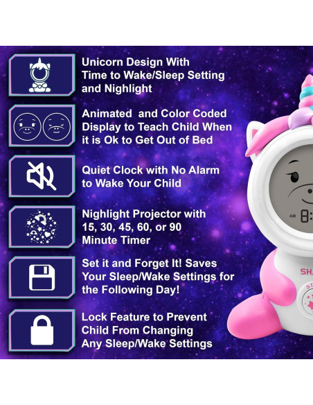 Reloj Despertador Unicornio SHARP con Proyector Luz Nocturna Reloj Despertador Unicornio SHARP con Proyector Luz Nocturna