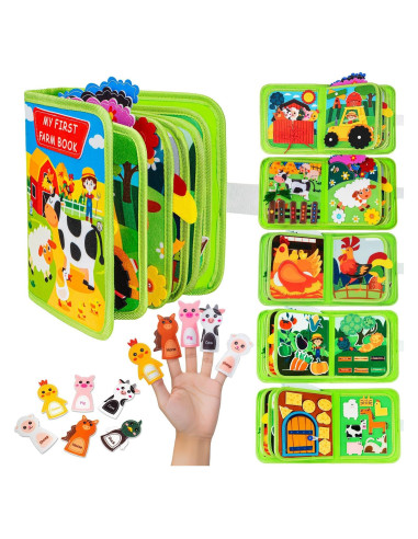 Libro Ocupado Montessori de Granja para Niños 2-3 Años