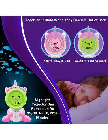 Reloj Despertador Unicornio SHARP con Proyector Luz Nocturna